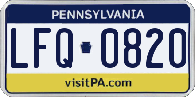 PA license plate LFQ0820