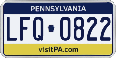 PA license plate LFQ0822