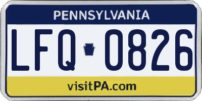 PA license plate LFQ0826