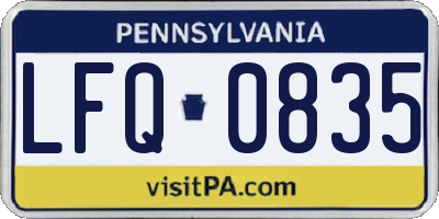 PA license plate LFQ0835