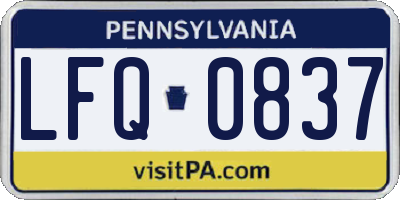 PA license plate LFQ0837