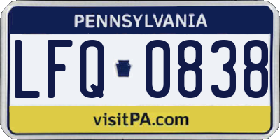 PA license plate LFQ0838