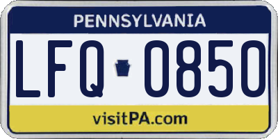 PA license plate LFQ0850