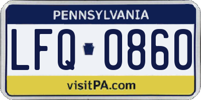 PA license plate LFQ0860