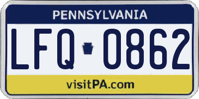 PA license plate LFQ0862