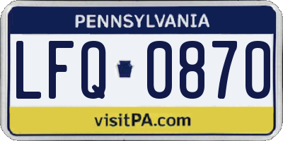 PA license plate LFQ0870