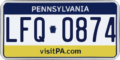PA license plate LFQ0874