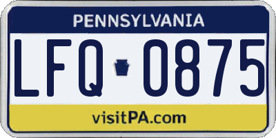 PA license plate LFQ0875