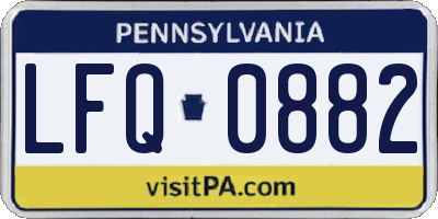 PA license plate LFQ0882