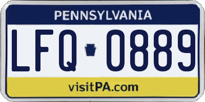 PA license plate LFQ0889