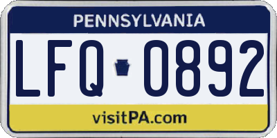 PA license plate LFQ0892