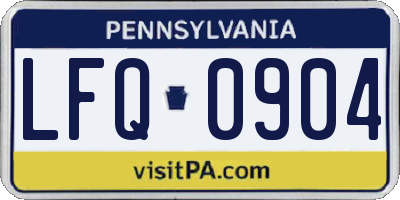 PA license plate LFQ0904