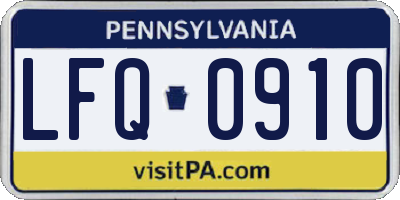 PA license plate LFQ0910