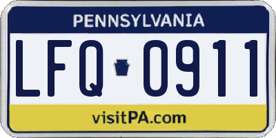 PA license plate LFQ0911