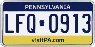 PA license plate LFQ0913