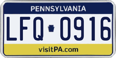 PA license plate LFQ0916