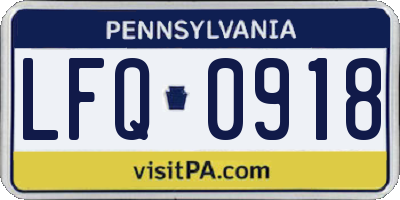 PA license plate LFQ0918