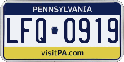 PA license plate LFQ0919
