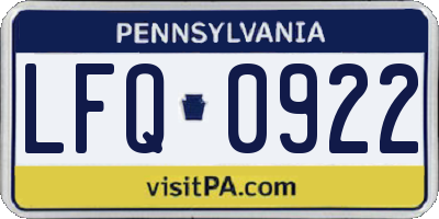 PA license plate LFQ0922