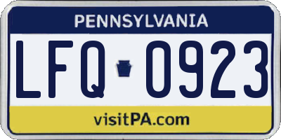 PA license plate LFQ0923