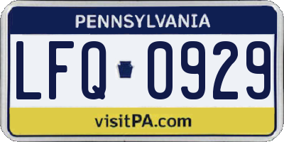 PA license plate LFQ0929