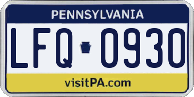 PA license plate LFQ0930