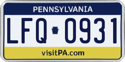 PA license plate LFQ0931