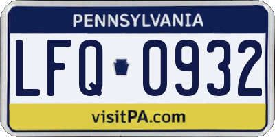 PA license plate LFQ0932