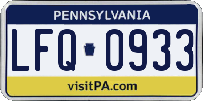 PA license plate LFQ0933