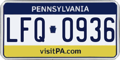 PA license plate LFQ0936