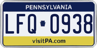 PA license plate LFQ0938