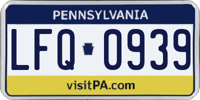 PA license plate LFQ0939