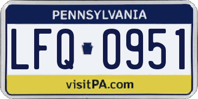 PA license plate LFQ0951