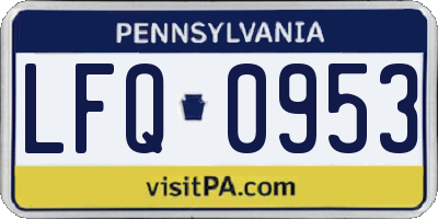 PA license plate LFQ0953