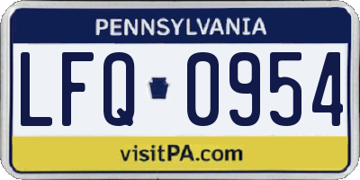 PA license plate LFQ0954