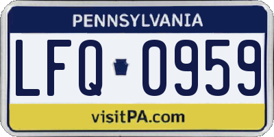 PA license plate LFQ0959
