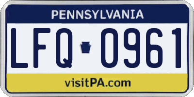 PA license plate LFQ0961
