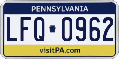 PA license plate LFQ0962
