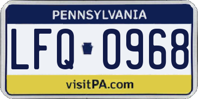 PA license plate LFQ0968