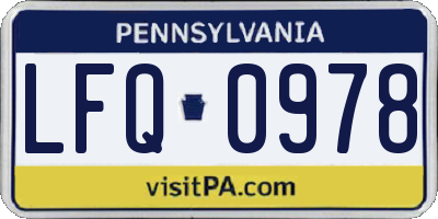 PA license plate LFQ0978