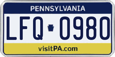 PA license plate LFQ0980