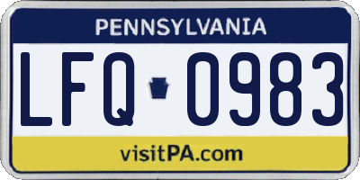 PA license plate LFQ0983