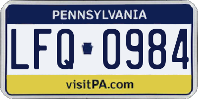 PA license plate LFQ0984