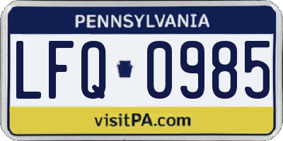 PA license plate LFQ0985