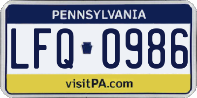 PA license plate LFQ0986