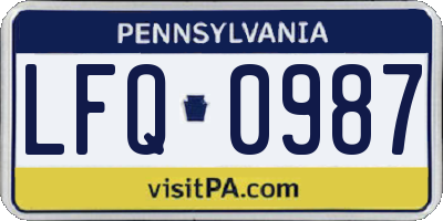 PA license plate LFQ0987