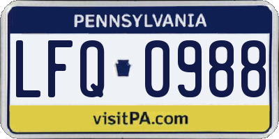PA license plate LFQ0988