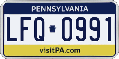 PA license plate LFQ0991