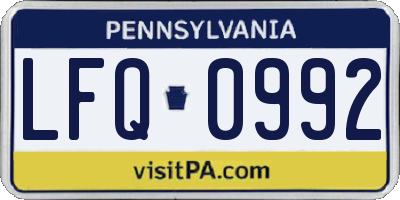 PA license plate LFQ0992