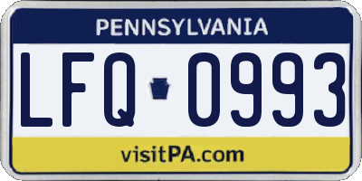 PA license plate LFQ0993